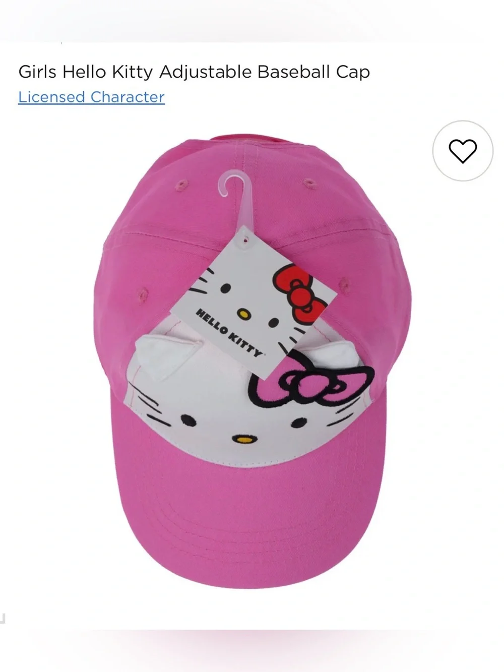 NWT Girls Hello Kitty Adjustable Baseball Cap